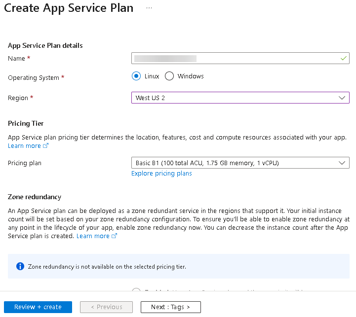 8. app service plan
